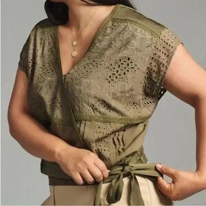 NWOT Anthro blouse olive green ‼️must bundle‼️